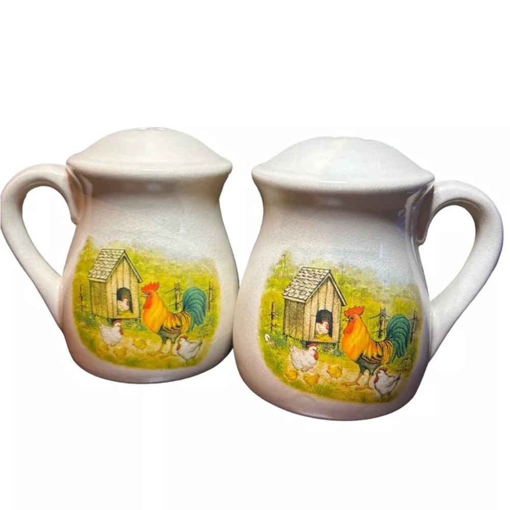 MCM Country salt and pepper shakers jugs‎ chickens barnyard homestead rooster